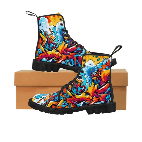 Graffiti Man Shoes, Luxury Stylish, Men's Canvas Boots, Classy Mod Art Deco Out - Picture 2 of 9